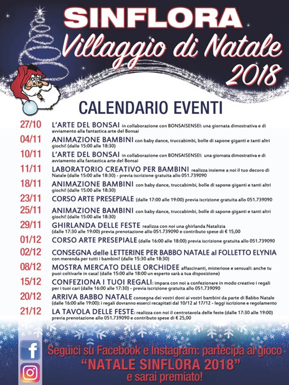 calendario villaggio di natale sinflora 2018