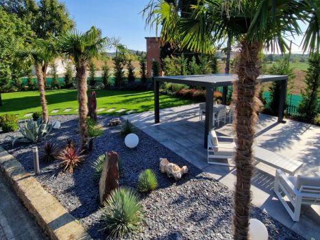 Realizzazione area living con ulivo secolare