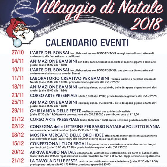 Calendario Eventi VILLAGGIO DI NATALE 2018