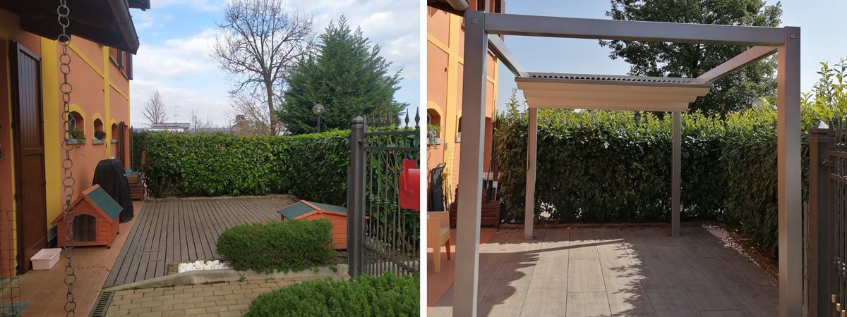 Realizzazione pavimentazione con pergola a Crespellano