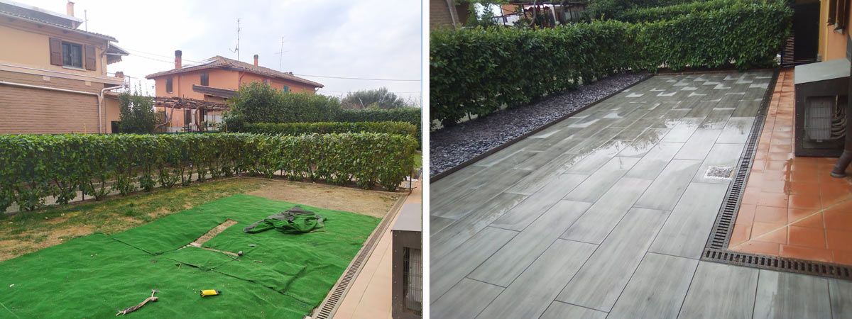 Realizzazione pavimentazione con pergola a Crespellano