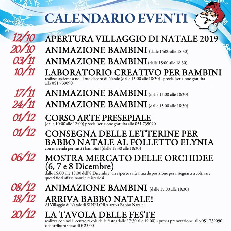 CALENDARIO EVENTI VILLAGGIO DI NATALE 2019