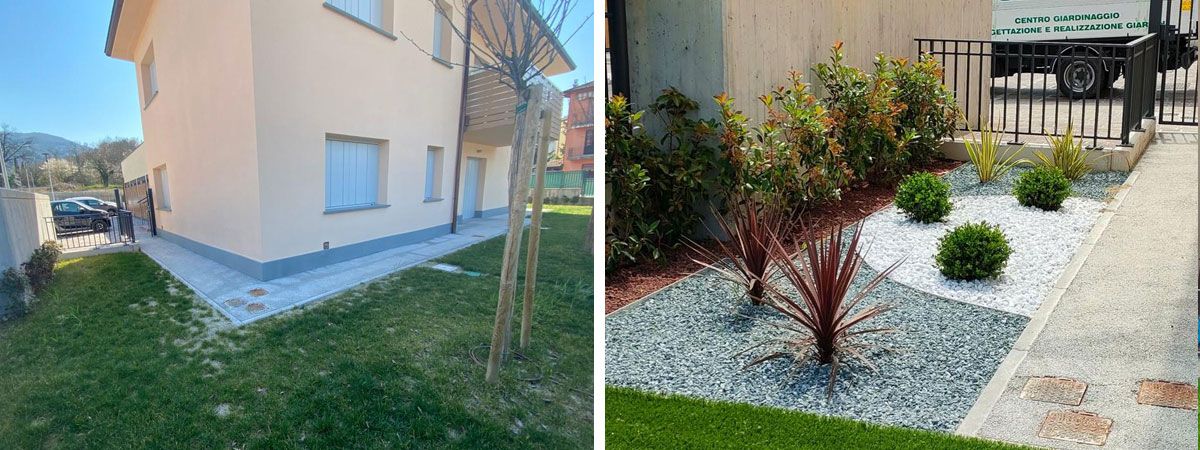 Giardino con posa prato sintetico