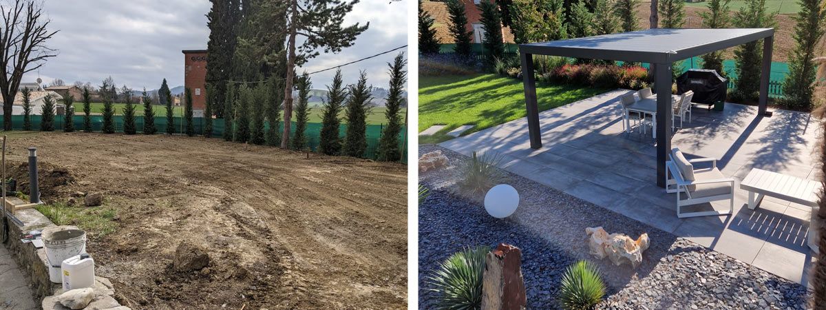 Realizzazione area living con ulivo secolare